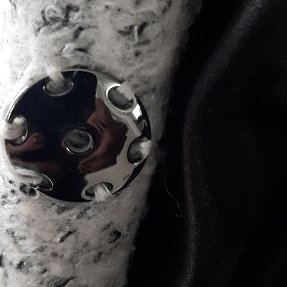 Calvin Klein Tibetan lamb fur collar tweed faux coat! - Picture 9 of 9